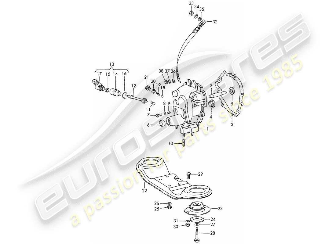 porsche 911 (1970) transmission cover - transmission suspension - sportomatic - typ 925 - d - mj 1972>> part diagram