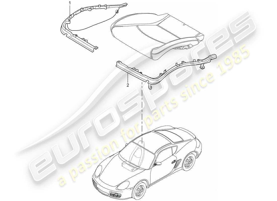 porsche cayman 987 (2011) cushion carrier part diagram