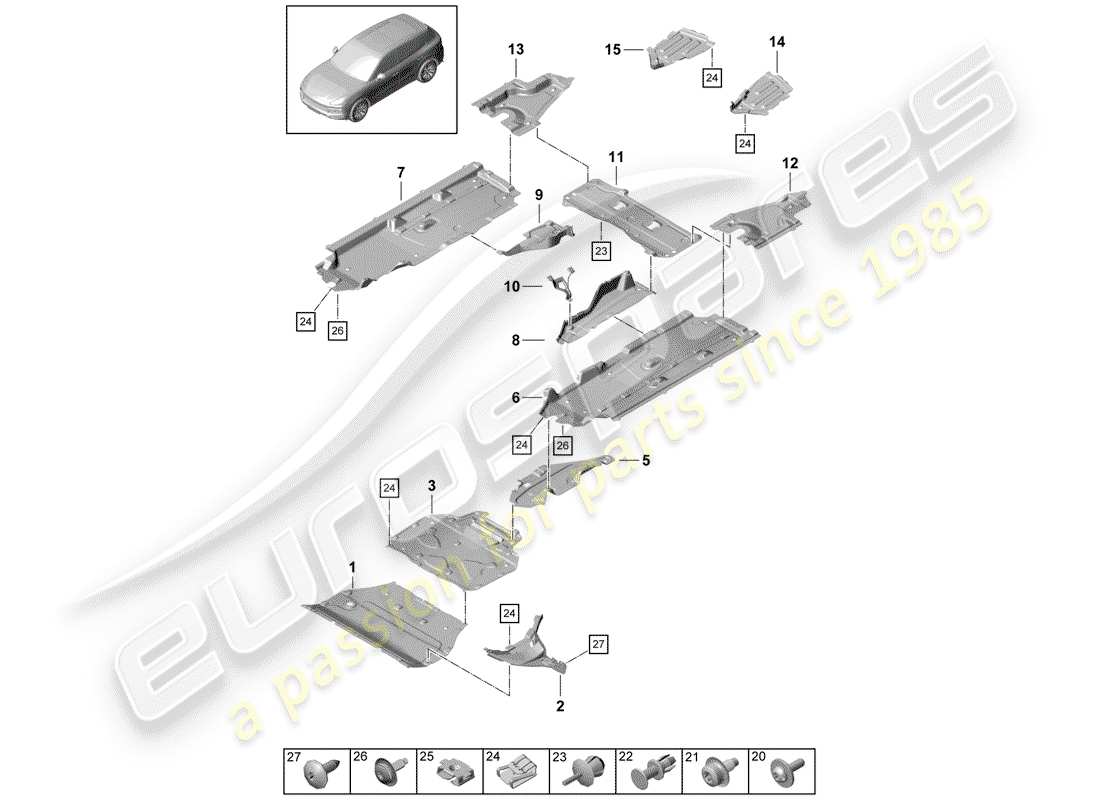 porsche cayenne e3 (2019) lining part diagram