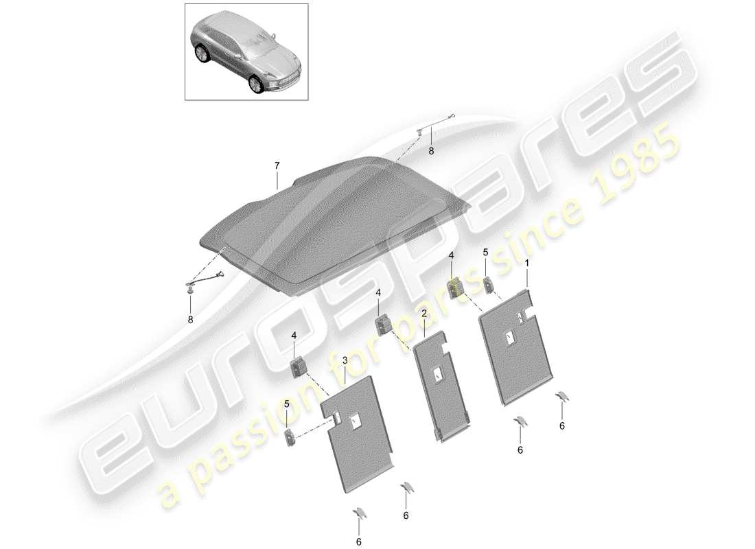 porsche macan (2019) lining part diagram