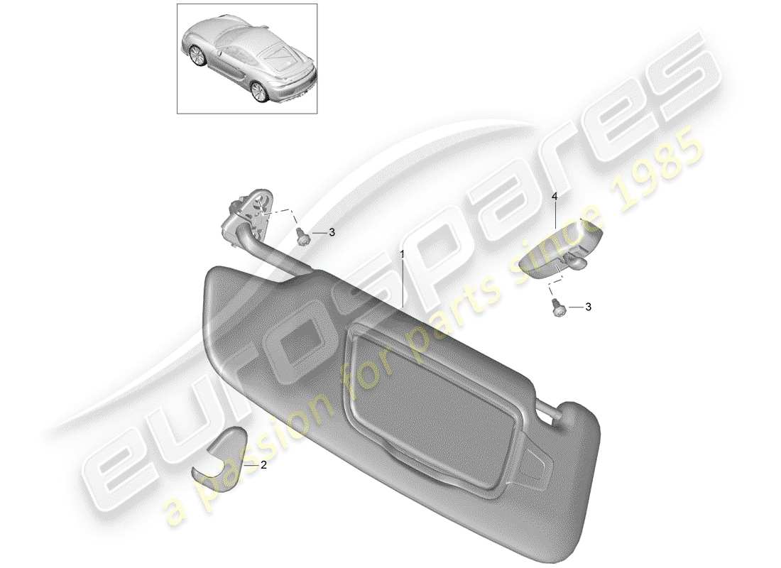 porsche cayman gt4 (2016) sun vizors part diagram