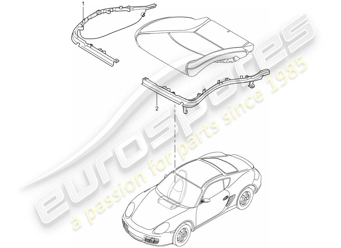 porsche cayman 987 (2008) cushion carrier part diagram