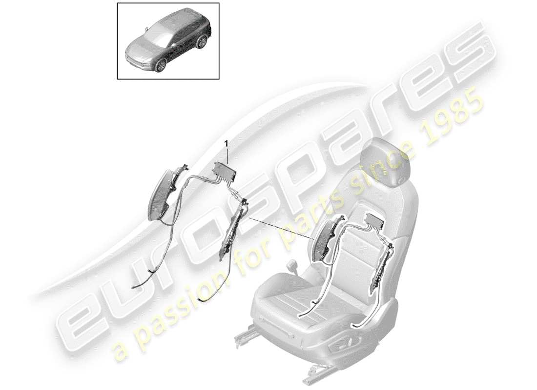 porsche cayenne e3 (2019) pneumatic components for seat part diagram