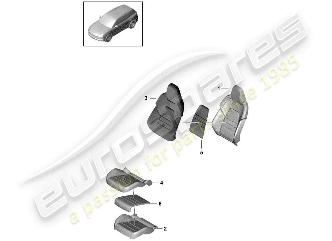 porsche cayenne e3 (2018) foam part part diagram