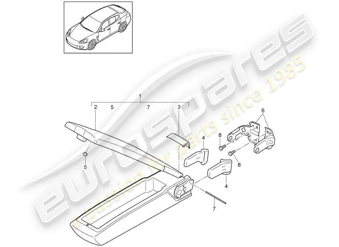 porsche panamera 970 (2010) armrest part diagram