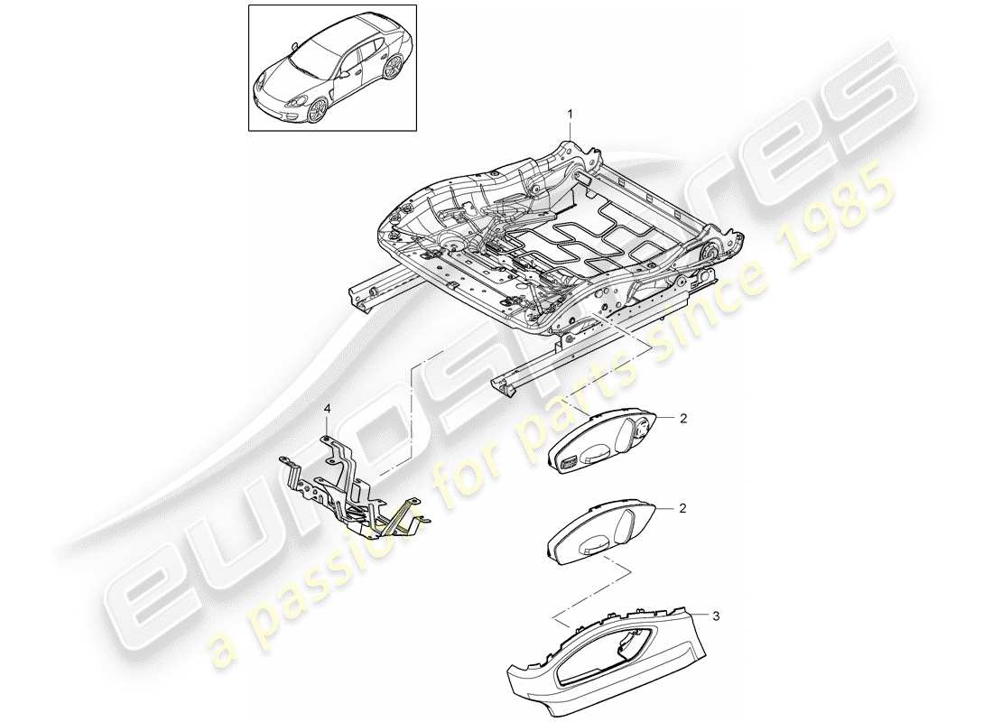 porsche panamera 970 (2010) seat frame part diagram