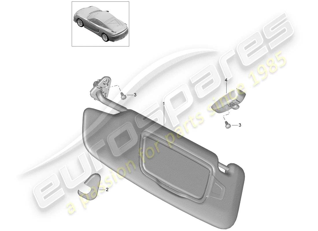 porsche cayman gt4 (2016) sun vizors part diagram