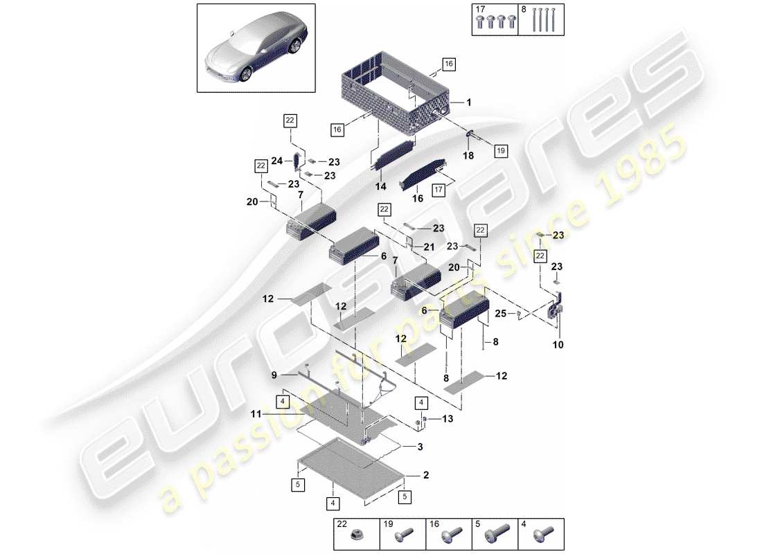 porsche cayenne e3 (2019) hybrid battery part diagram