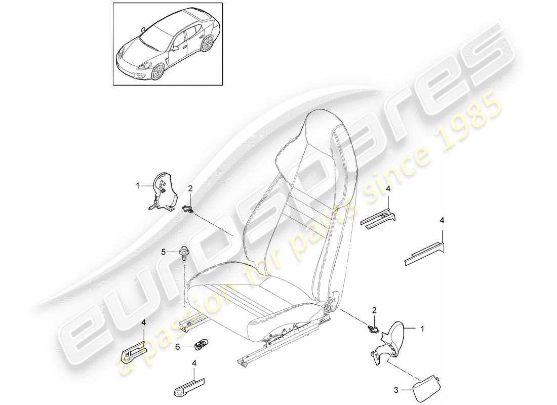 porsche panamera 970 (2010) sports seat part diagram