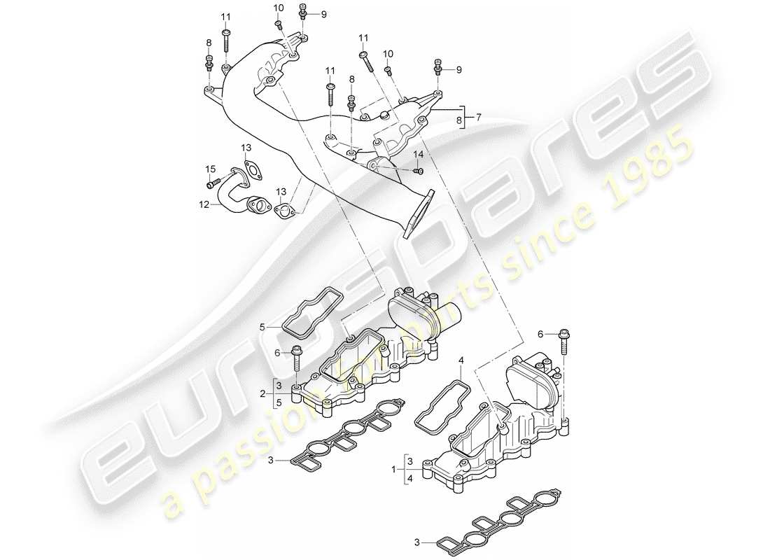 porsche cayenne (2010) intake manifold part diagram