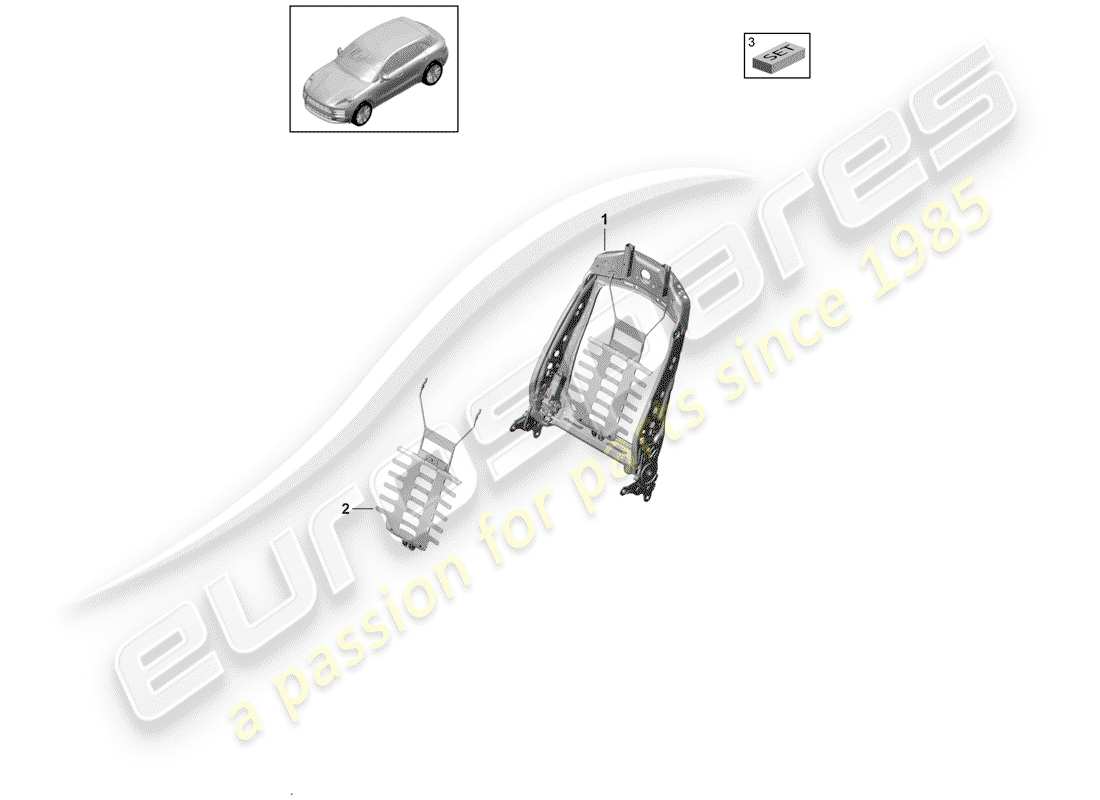 porsche macan (2019) frame - backrest part diagram