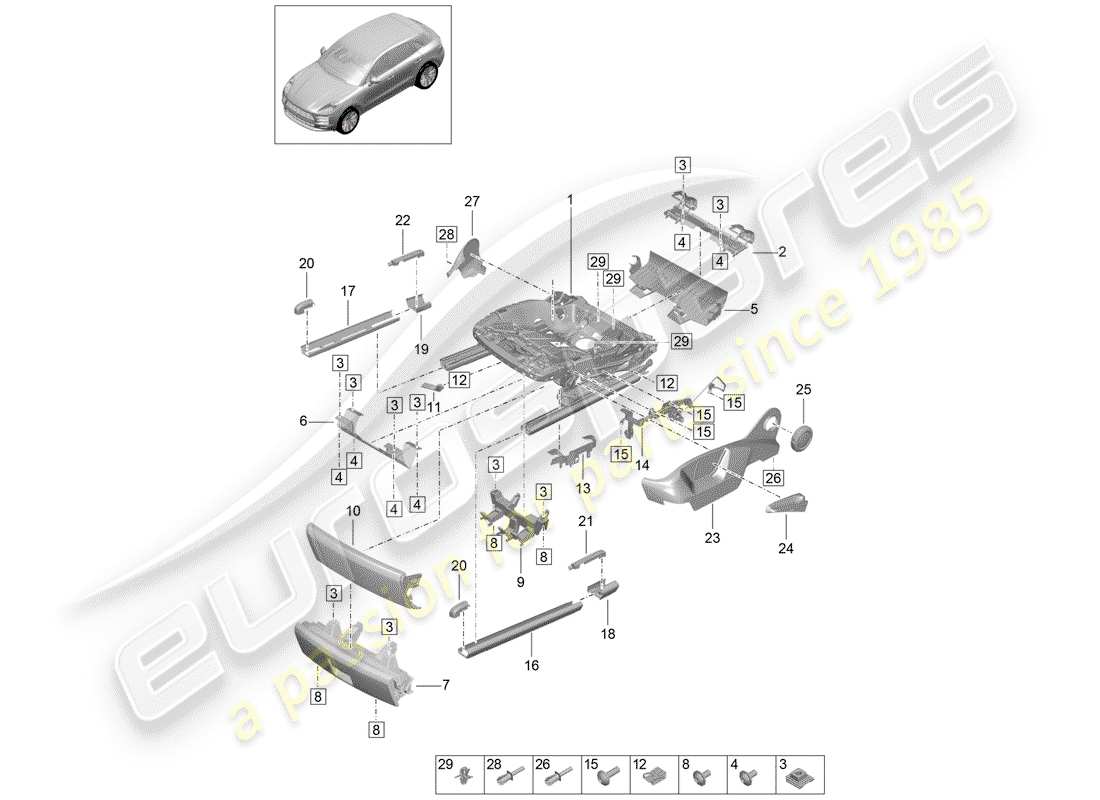 porsche macan (2019) frame for seat part diagram