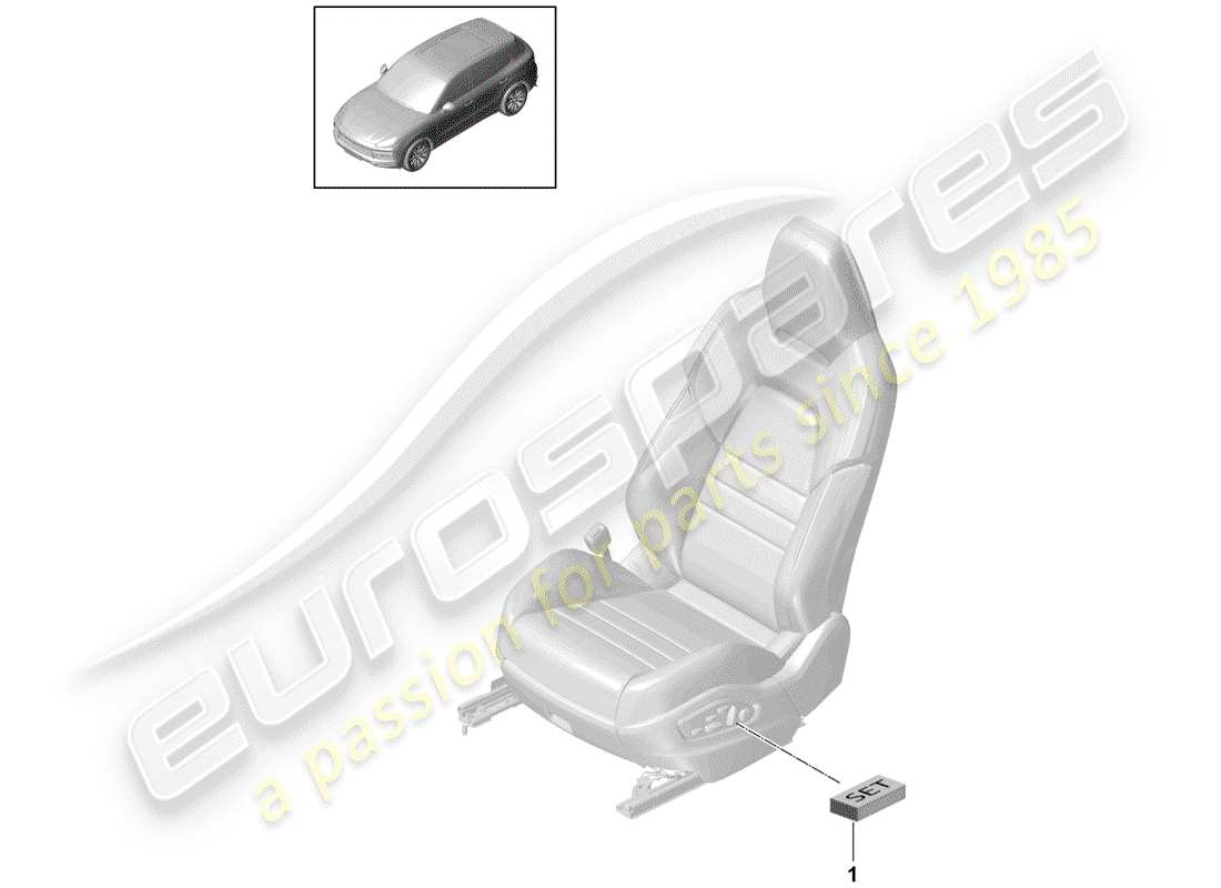 porsche cayenne e3 (2019) repair kit for passenger seat part diagram