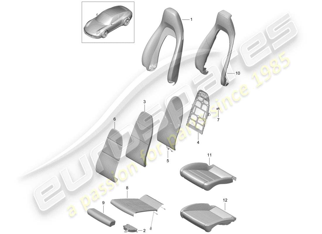 porsche 991 (2016) foam part part diagram