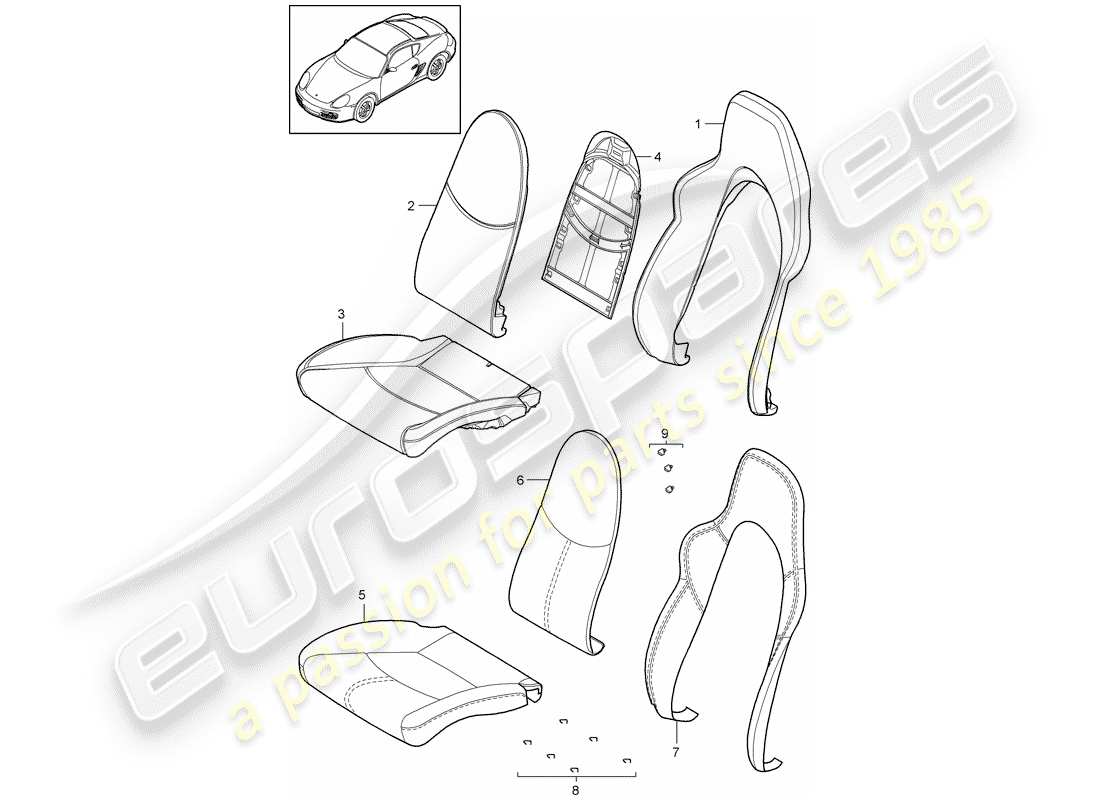 porsche cayman 987 (2012) foam part part diagram