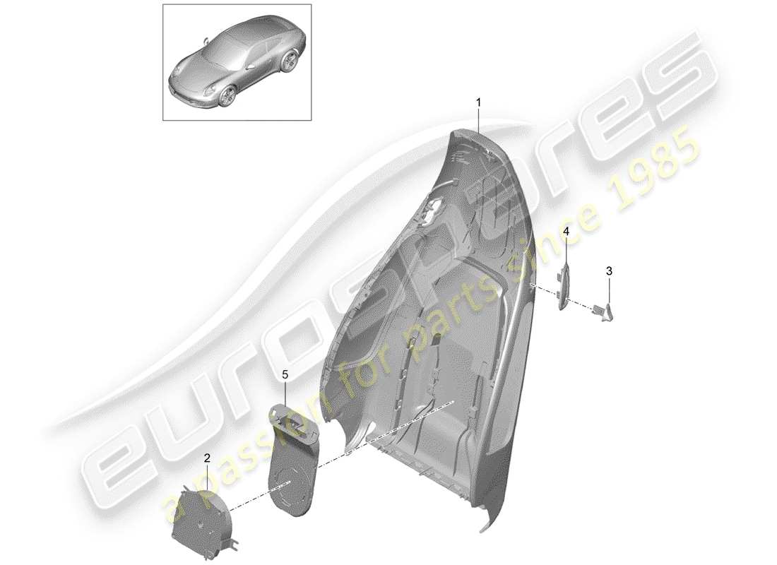 porsche 991 (2014) backrest shell part diagram