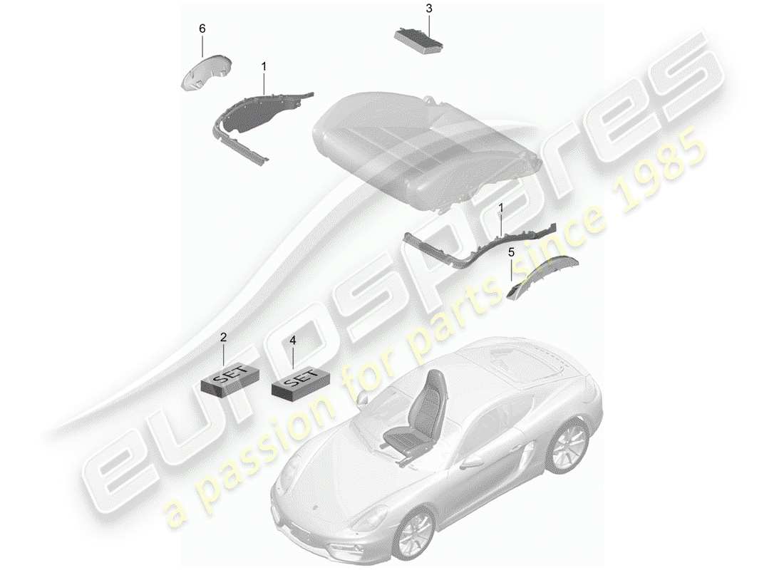 porsche cayman 981 (2014) padding for seat part diagram