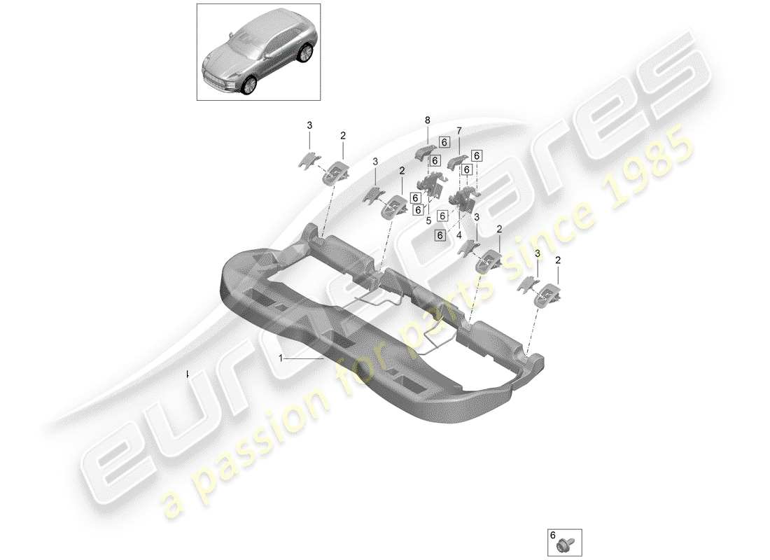 porsche macan (2019) rear seat part diagram