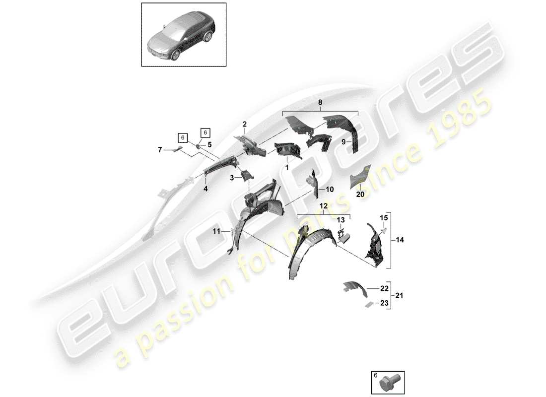 porsche cayenne e3 (2018) side panel part diagram