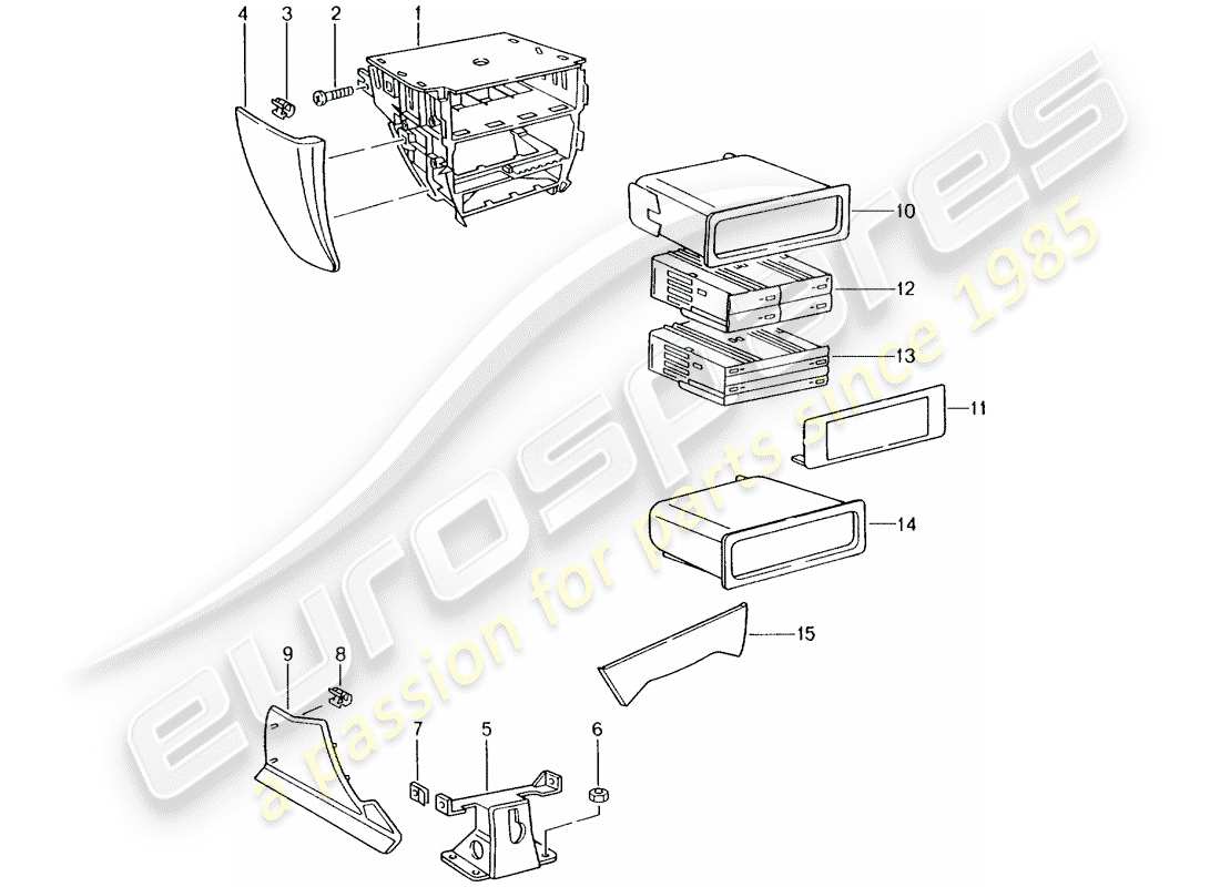 porsche 996 gt3 (2001) center console part diagram