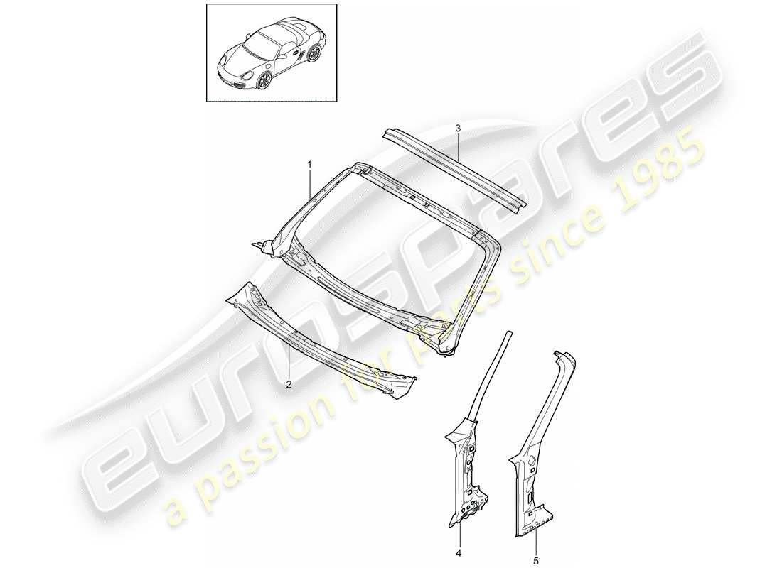 porsche boxster 987 (2010) cowl part diagram