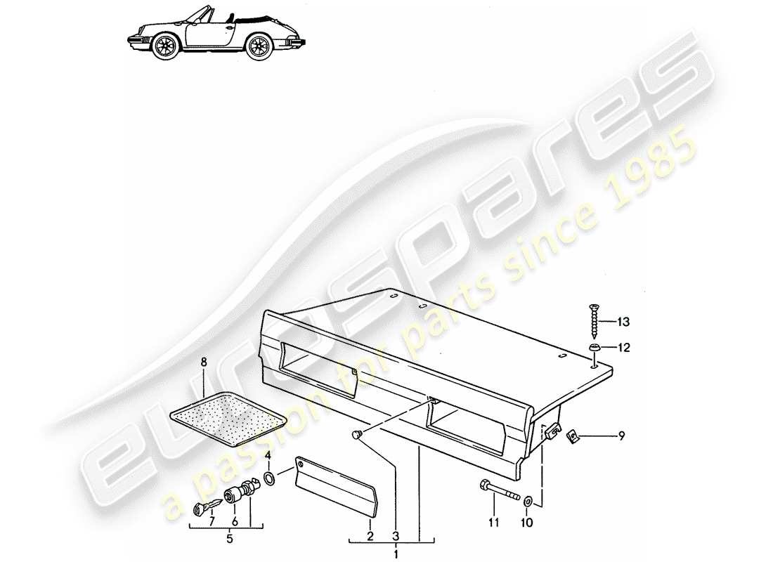 porsche seat 944/968/911/928 (1985) luggage rack - - d - mj 1987>> - mj 1989 part diagram