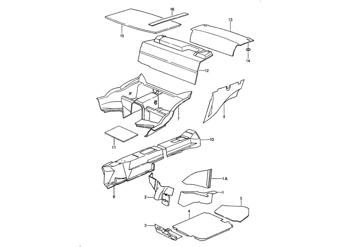 porsche 964 (1994) body shell - sound absorbers part diagram