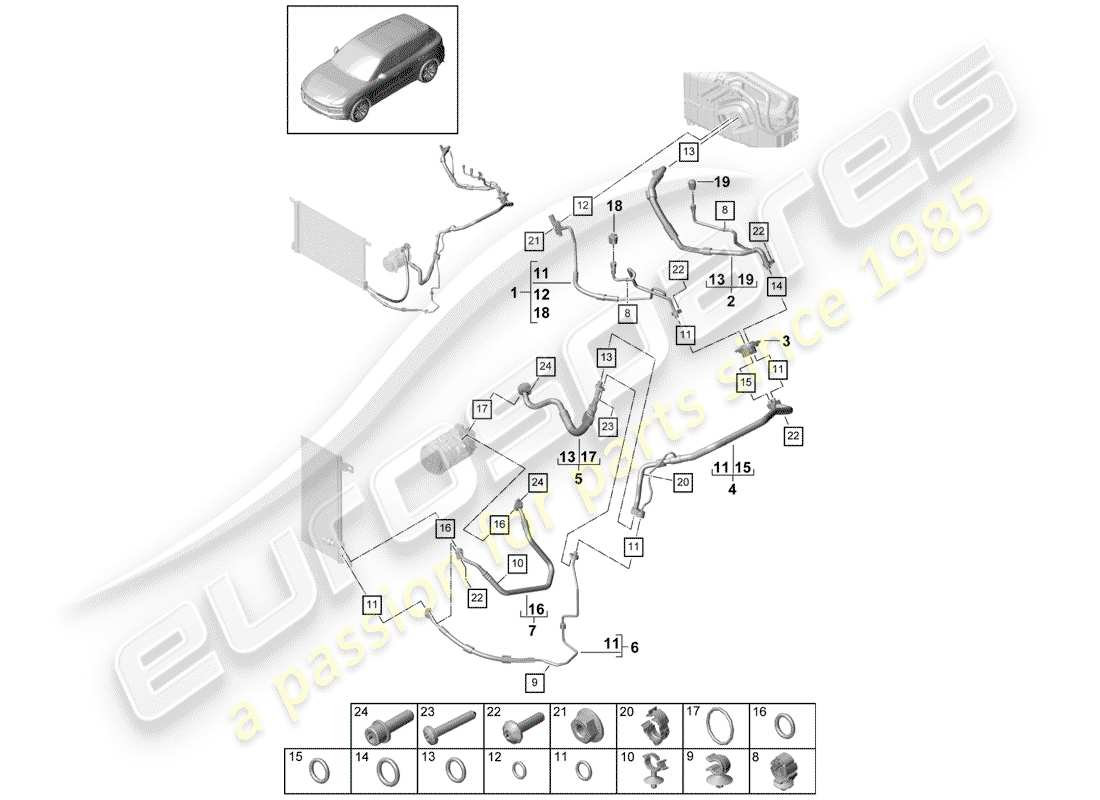 porsche cayenne e3 (2020) air conditioner part diagram