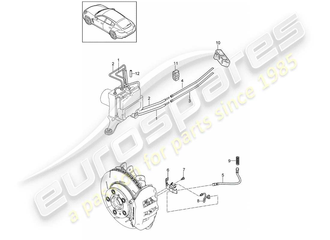 porsche panamera 970 (2010) brake line part diagram