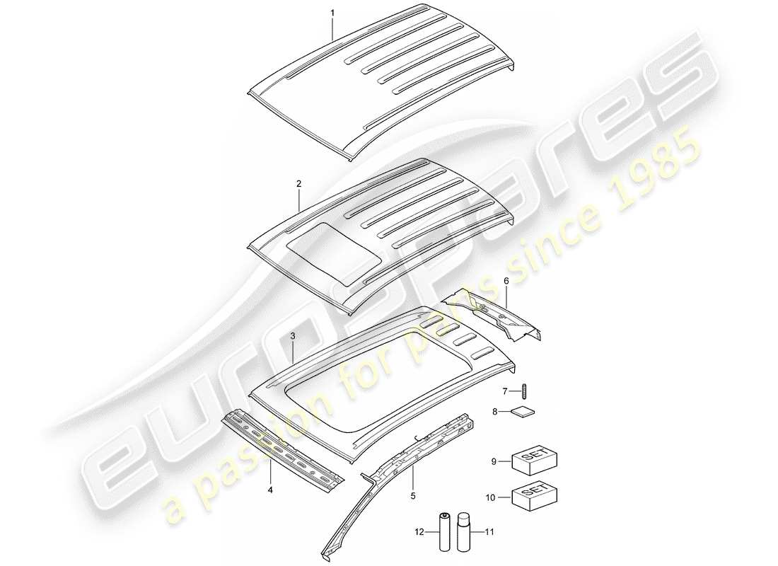 porsche cayenne (2009) roof part diagram