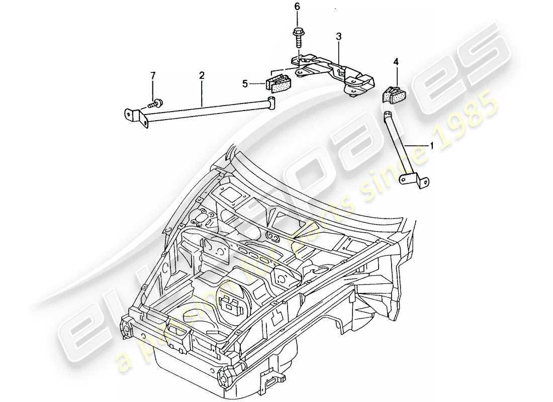 porsche 996 gt3 (2004) dome strut part diagram