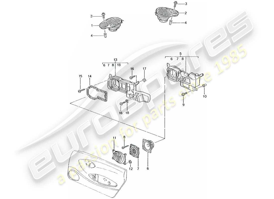 porsche 996 (2001) loudspeaker - loudspeaker - m 680/mj.02- - see main and sub-group: - 9/11/06 part diagram