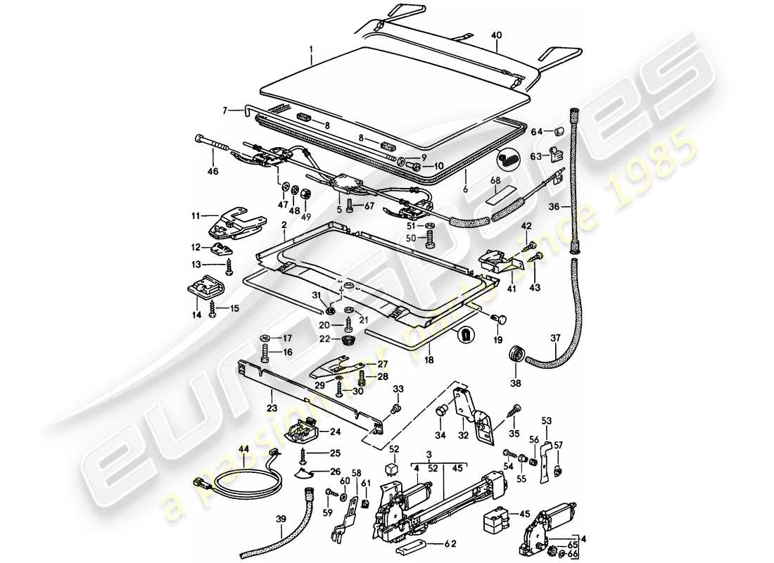 porsche 944 (1982) lifting roof - d - mj 1984>> part diagram