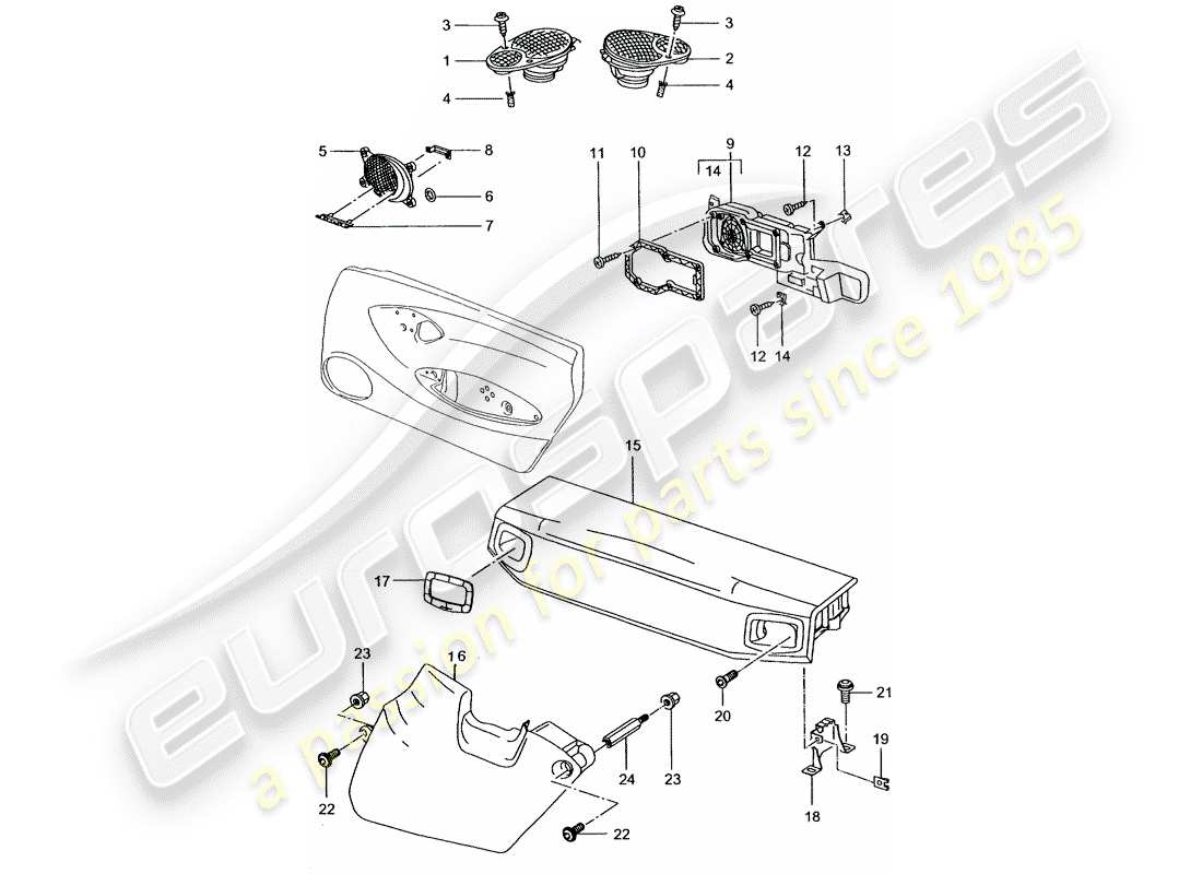 porsche 996 (2001) loudspeaker - d - mj 2002>> part diagram