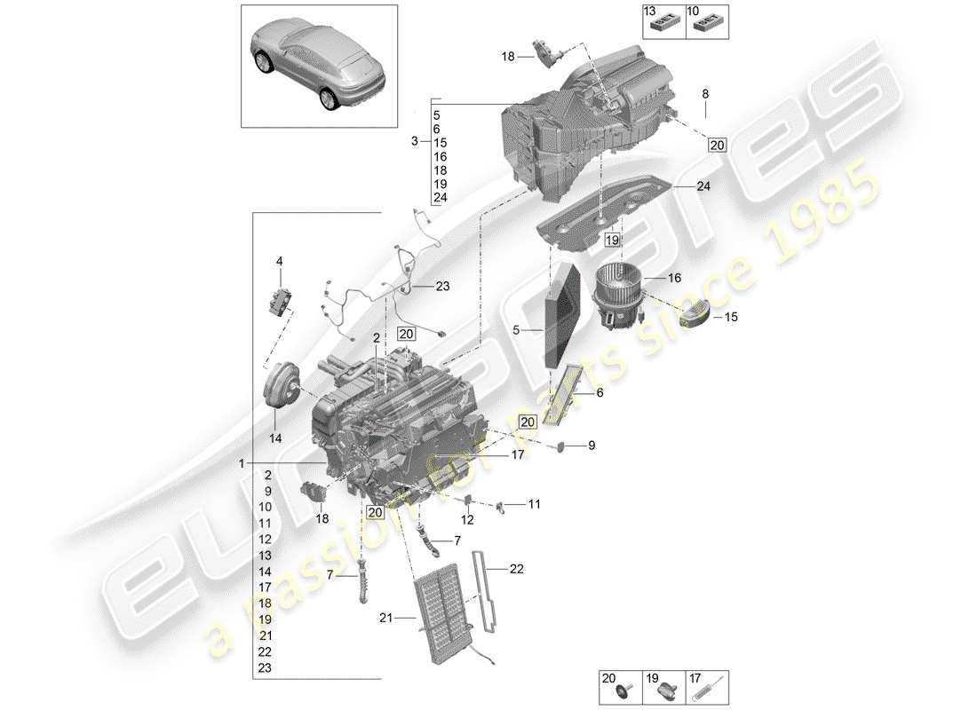 porsche macan (2020) air conditioner part diagram