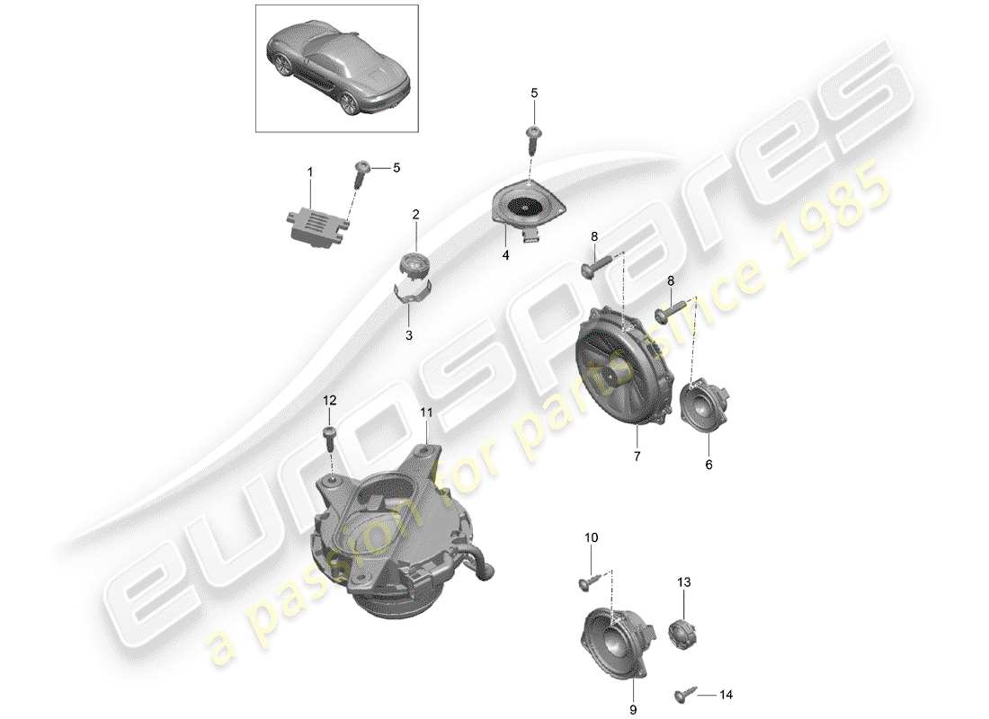 porsche boxster 981 (2015) loudspeaker part diagram