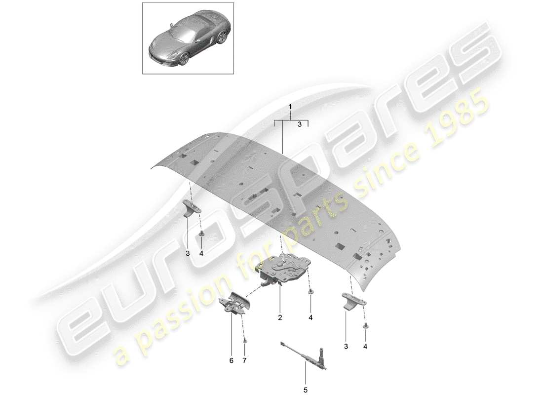 porsche boxster 981 (2014) top frame part diagram