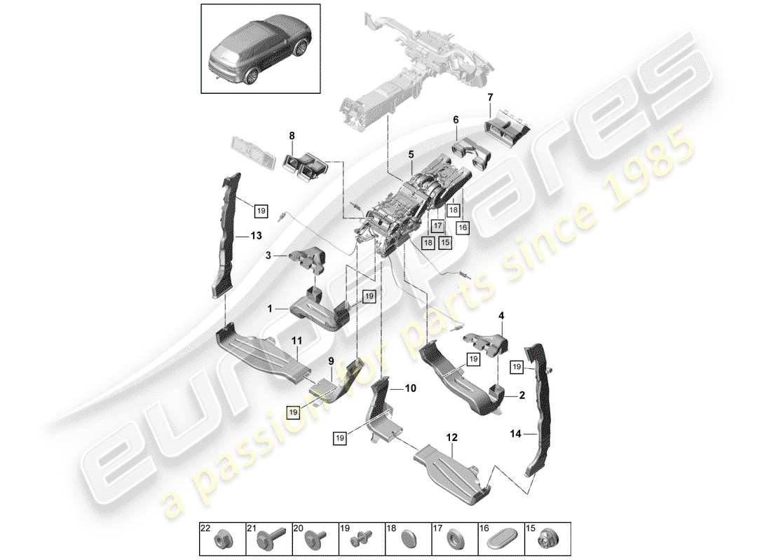 porsche cayenne e3 (2020) air duct part diagram