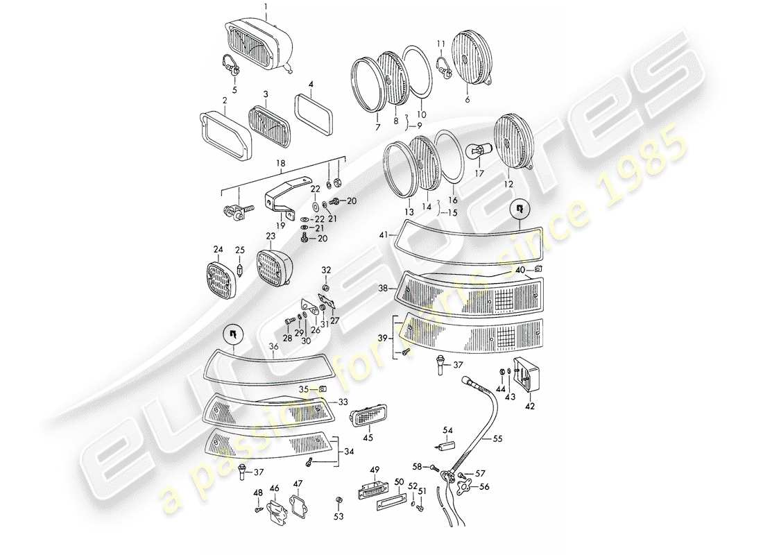 porsche 911/912 (1966) lighting part diagram