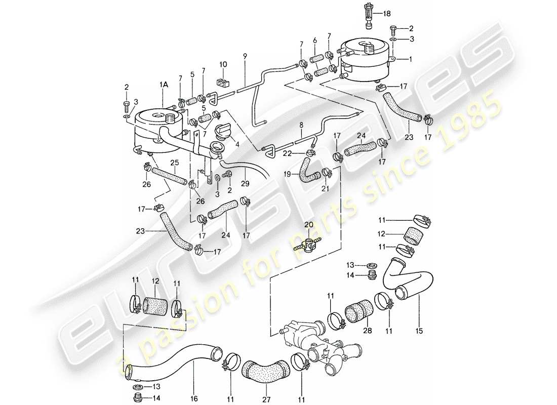 porsche 959 (1988) water cooling 2 part diagram