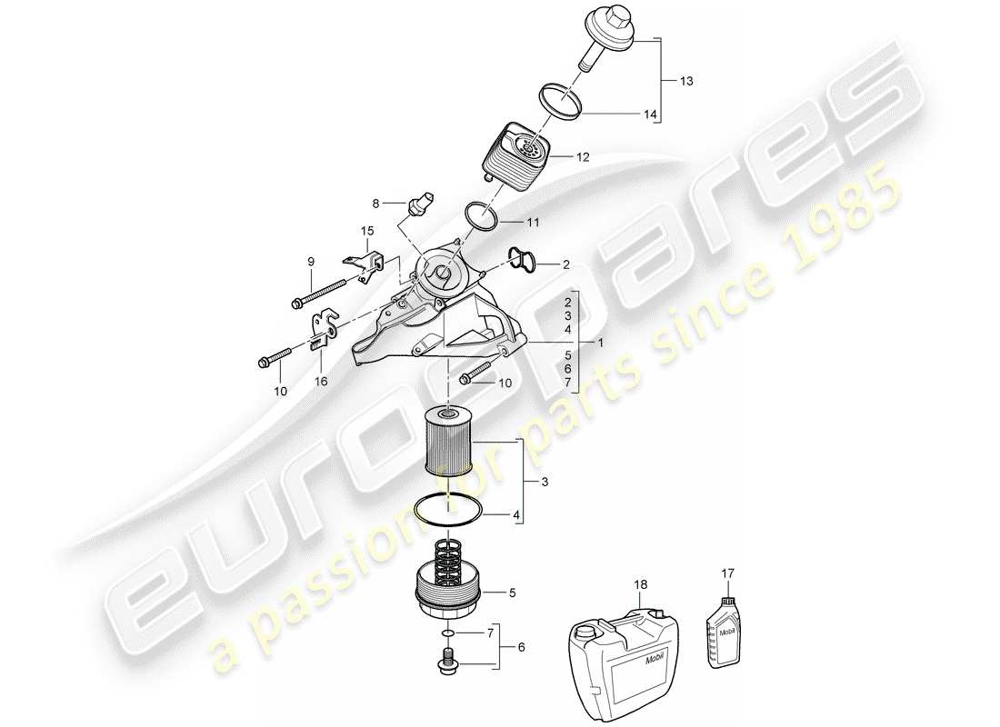 porsche cayenne (2010) oil filter part diagram