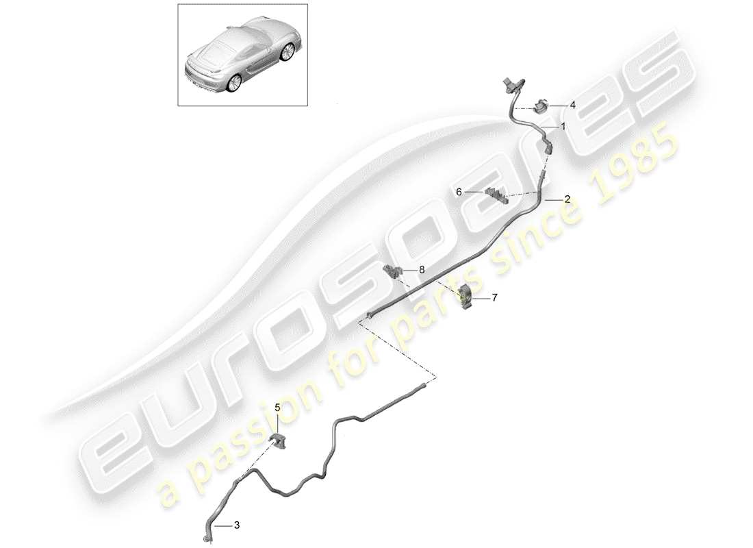 porsche cayman gt4 (2016) vacuum line part diagram