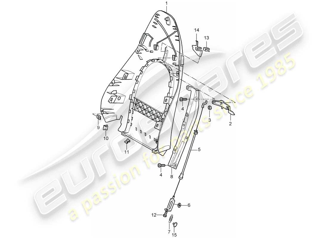 porsche 996 (2002) backrest shell - standard seat - comfort seat - d - mj 1998>> - mj 1998 part diagram