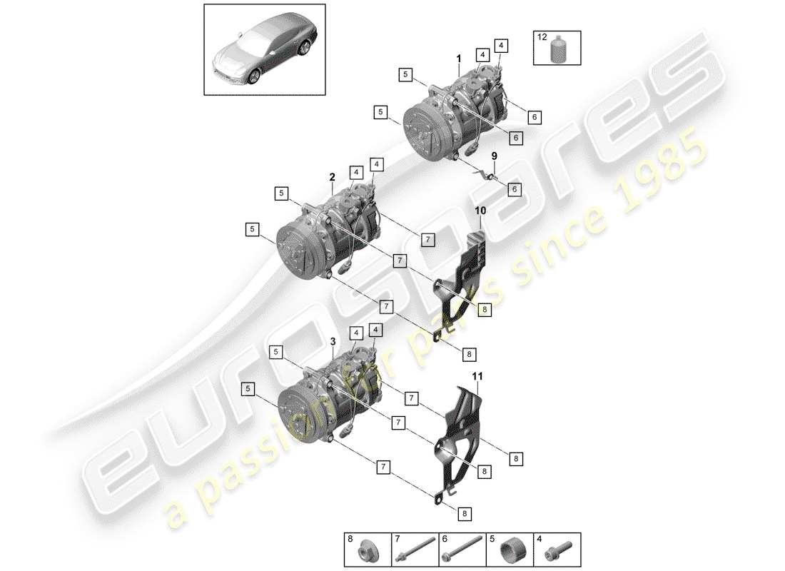 porsche panamera 971 (2019) compressor part diagram