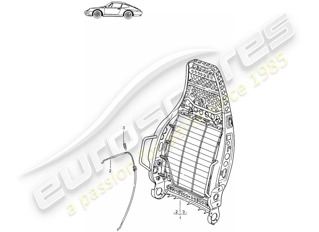 porsche seat 944/968/911/928 (1987) backrest frame - sports seat - d - mj 1994>> - mj 1994 part diagram