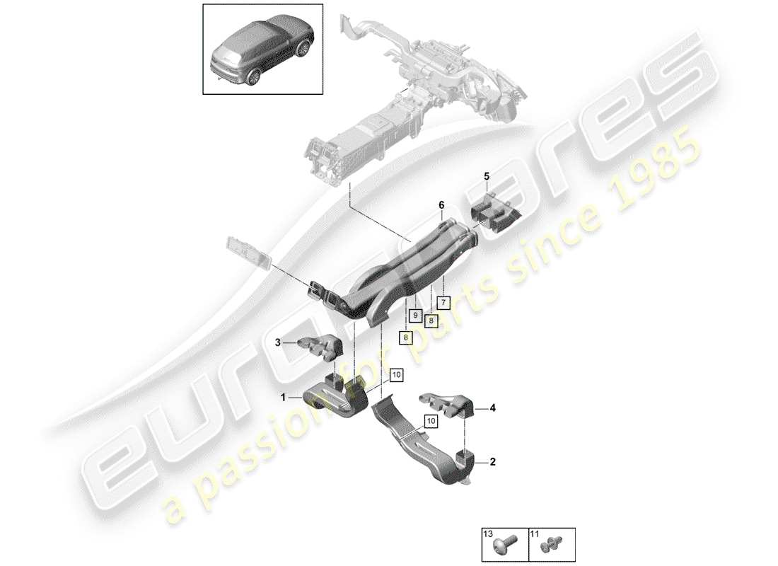 porsche cayenne e3 (2018) air duct part diagram