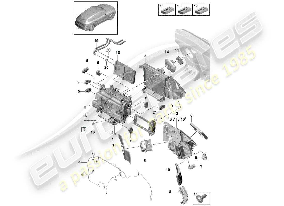 porsche cayenne e3 (2018) air conditioner part diagram