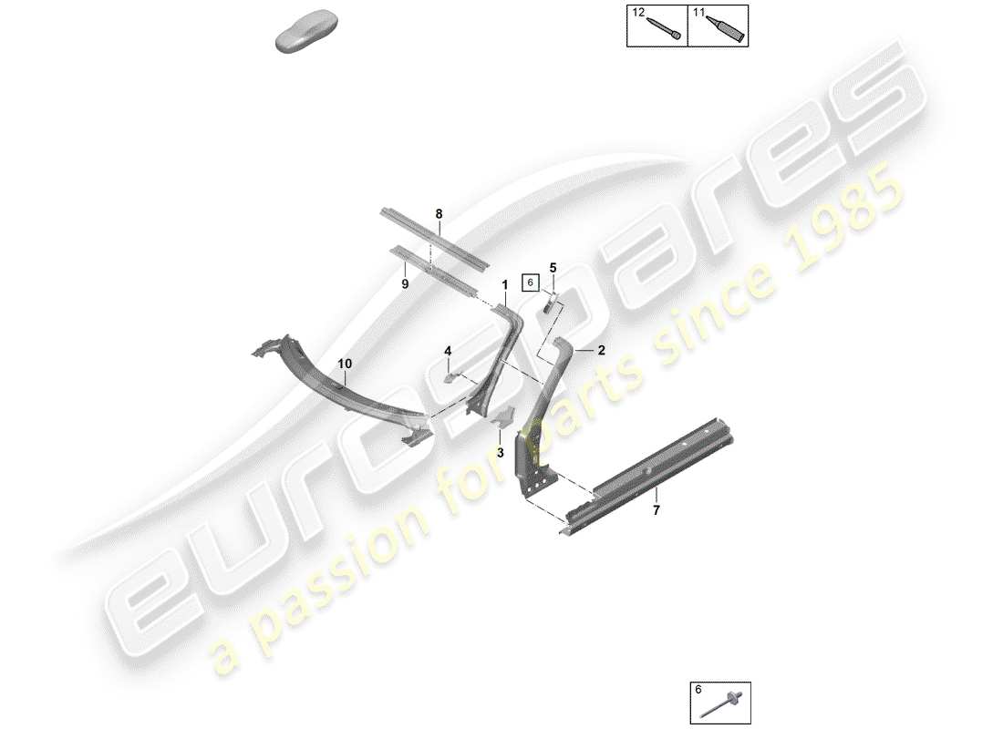 porsche boxster spyder (2020) cowl part diagram