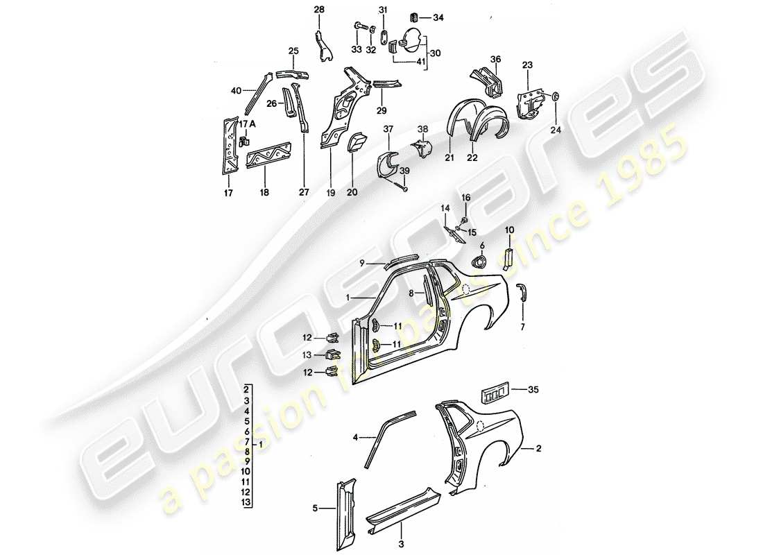 porsche 944 (1990) side panel part diagram