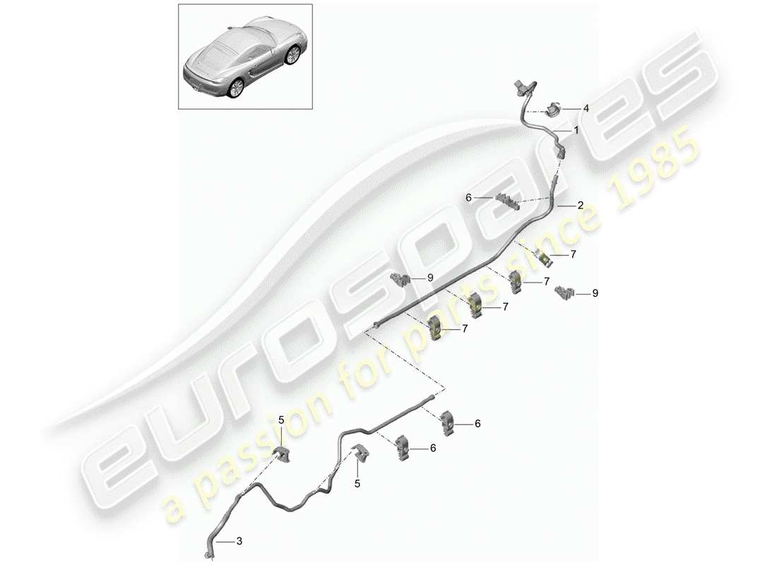 porsche cayman 981 (2014) vacuum line part diagram